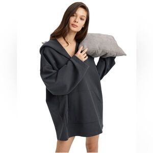Nap baggy tunic hoodie‎ in charcoal